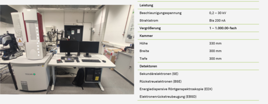 Arbeitsplatz des Rasterelektronenmikroskops der Firma TESCAN